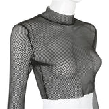Meshed Turtleneck Shirt