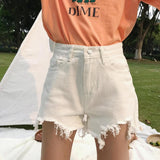 High Waisted Distressed Denim Shorts