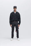Oversized Plaid Flannel Shirt With Denim Collar
