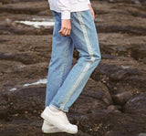 Two Tone Striped Straight Denim