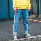 Two Tone Striped Straight Denim