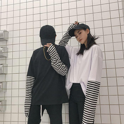Harajuku Striped Layer Tee