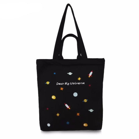 "Dear My Universe" Embroidered Tote Bag