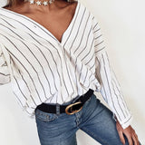 Drop Shoulder Pin Striped Shirt