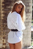 Drop Shoulder Pin Striped Shirt