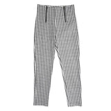 High Waisted Black And White Plaid Trousers