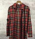 Distressed Plaid Flannel Shirt