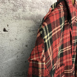 Distressed Plaid Flannel Shirt