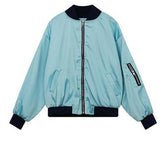 "Love Me Forever Or Never" Embroidered Bomber Jacket