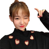 Cut Out Hearts Mock Turtleneck Sweater