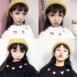 Cut Out Hearts Mock Turtleneck Sweater