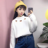 Cut Out Hearts Mock Turtleneck Sweater