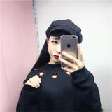 Cut Out Hearts Mock Turtleneck Sweater