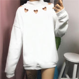 Cut Out Hearts Mock Turtleneck Sweater