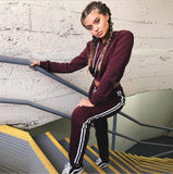 Cropped Striped Track Suit Set