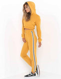 Cropped Striped Track Suit Set