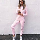 Cropped Striped Track Suit Set