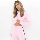 Cropped Striped Track Suit Set