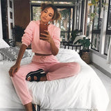 Cropped Striped Track Suit Set
