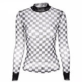 Checkered Meshed Long Sleeve Tee