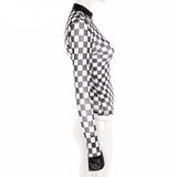 Checkered Meshed Long Sleeve Tee