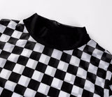 Checkered Meshed Long Sleeve Tee