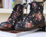 Rose Printed Martin Boots