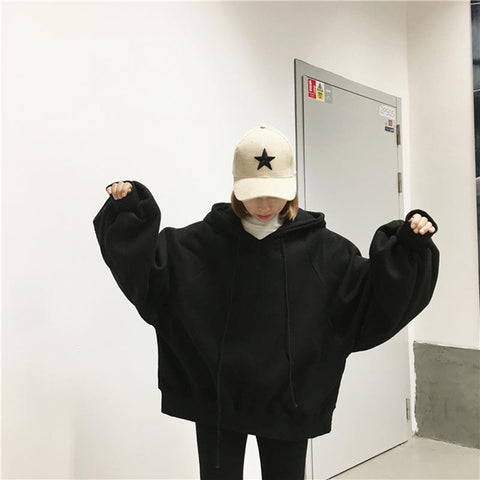 Oversized Batwing Sleeve Basic Hoodie
