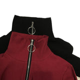 Zip Up Knitted Turtleneck Sweater