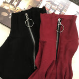 Zip Up Knitted Turtleneck Sweater