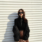 Zip Up Knitted Turtleneck Sweater