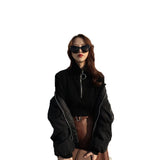 Zip Up Knitted Turtleneck Sweater