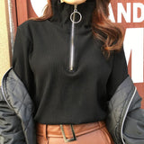 Zip Up Knitted Turtleneck Sweater