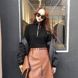 Zip Up Knitted Turtleneck Sweater