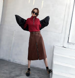 Zip Up Knitted Turtleneck Sweater