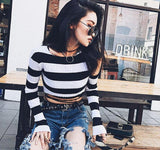 Cut Shoulder Knitted Striped Top