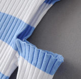 Cut Shoulder Knitted Striped Top