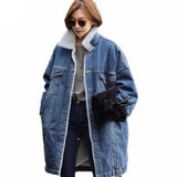 Long Denim Coat With Sherpa Lining