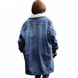 Long Denim Coat With Sherpa Lining