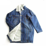 Long Denim Coat With Sherpa Lining