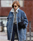 Long Denim Coat With Sherpa Lining