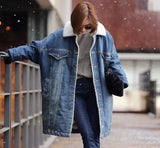 Long Denim Coat With Sherpa Lining