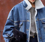 Long Denim Coat With Sherpa Lining
