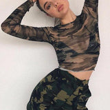 Camouflage Transparent Mesh Top