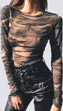 Camouflage Transparent Mesh Top
