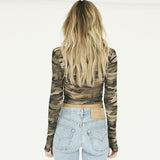 Camouflage Transparent Mesh Top