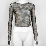 Camouflage Transparent Mesh Top