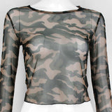 Camouflage Transparent Mesh Top