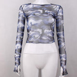 Camouflage Transparent Mesh Top