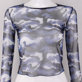 Camouflage Transparent Mesh Top